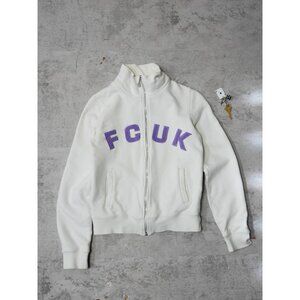 Y2k Fcuk Jeans White Athletic Zip Up Jacket